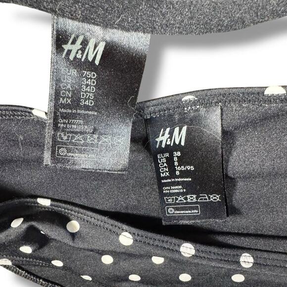 Lot of 2 Polka Dot Bikinis - Black H&M Sz 8 & White Unbranded - Great Condition - Picture 3 of 3
